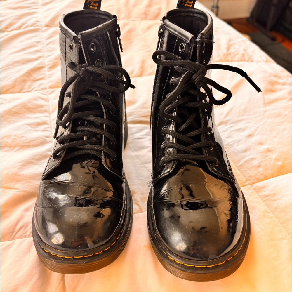 Dr. Martin Black Patent Leather Lace-Up and Zip Boots